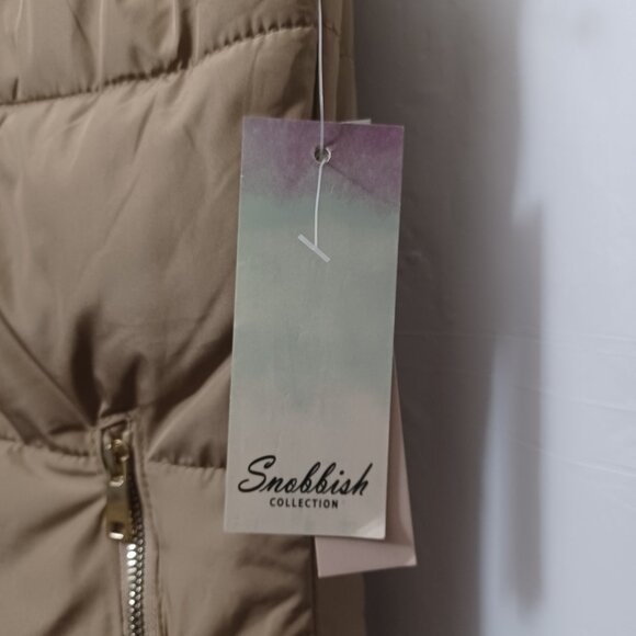 SNOBBISH COLLECTION REVERSIBLE WINTER PUFFER VEST REMOVABLE HOOD BLACK/BEIGE - Picture 3 of 10